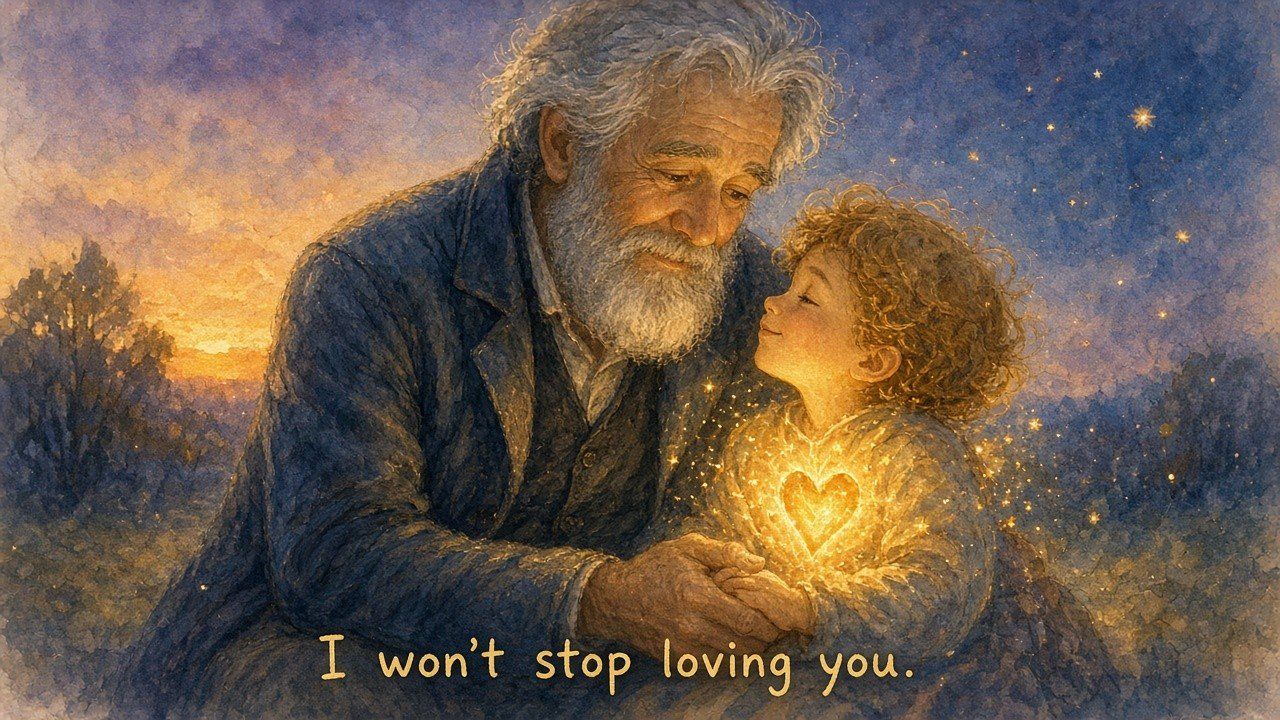 Promise poster: Rocket will not stop loving Dad — steady, simple, forever.